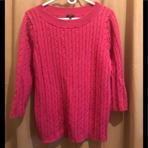 Talbots 2X pink cable knit sweater